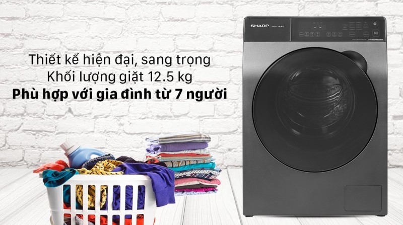 Máy giặt Sharp Inverter 12.5 Kg ES-FK1252PV-S