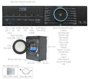 Máy giặt Aqua Inverter 8.5 kg AQD-A852J BK - 25