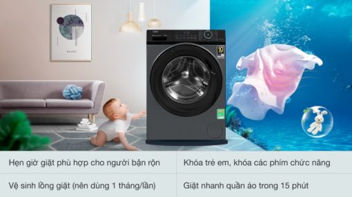Máy giặt Aqua Inverter 9.5 kg AQD-A952J BK - 7