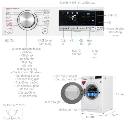 Máy giặt LG Inverter 9 Kg FV1409S4W - 3