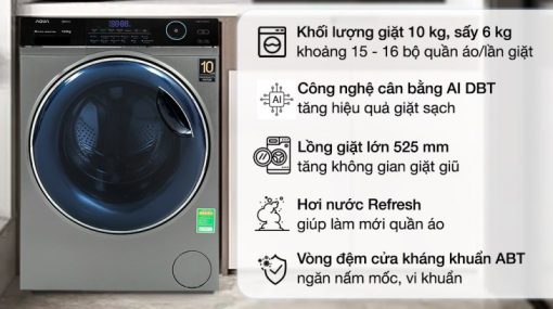 Máy Giặt Sấy Aqua Inverter 10/6 Kg AQD-AH1000G.PS - 5