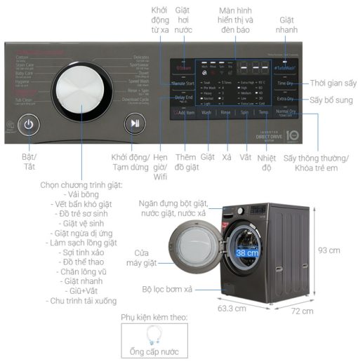 Máy Giặt Sấy LG Inverter 15/8 Kg F2515RTGB - 3