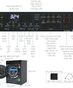 Máy giặt sấy Panasonic Inverter giặt 9.5 kg - sấy 6 kg NA-S956FR1BV - 23