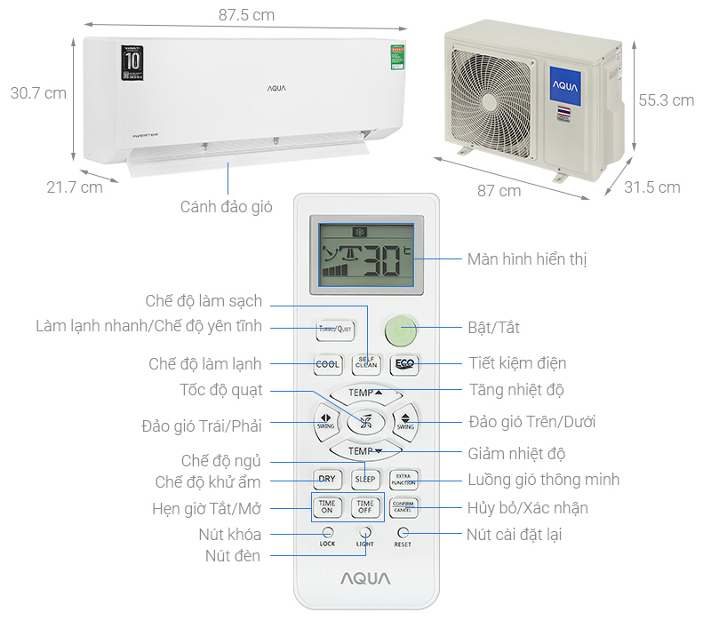 Máy Lạnh Aqua Inverter 2.0 Hp AQA-RV18QA