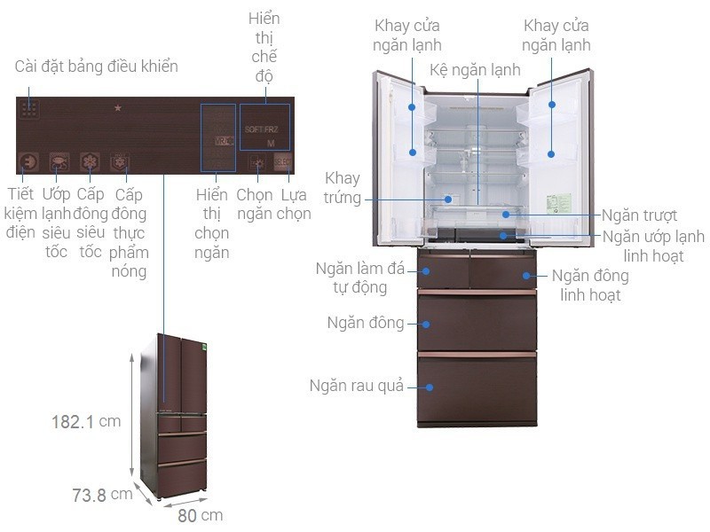 Tủ lạnh Mitsubishi Electric Inverter 694 lít MR-WX70C-BR-V