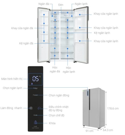Tủ lạnh LG Inverter 519 lít Side By Side GR-B256JDS - 3