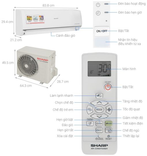 Máy lạnh Sharp Inverter 1 HP AH-X10ZEW - 3