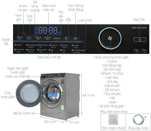 Máy Giặt Sấy Aqua Inverter 10/6 Kg AQD-AH1000G.PS - 3