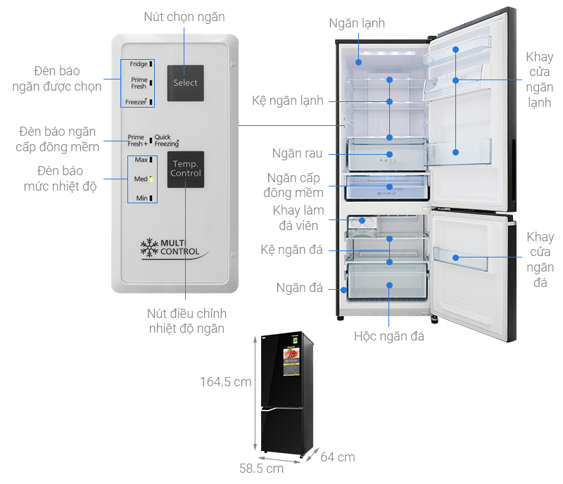 Tủ lạnh Panasonic Inverter 290 lít NR-BV320GKVN