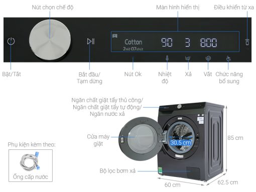 Máy giặt Samsung Inverter 10 kg WW10TP44DSB/SV - 3