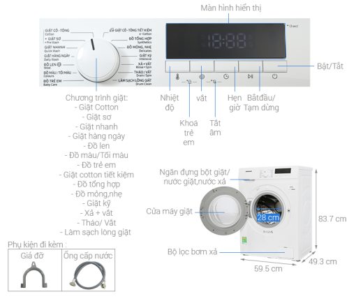 Máy giặt Samsung Inverter 8kg WW80T3020WW/SV - 3