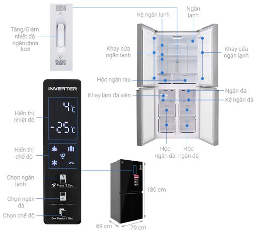 Tủ lạnh Sharp Inverter 401 lít SJ-FXP480VG-BK - 3