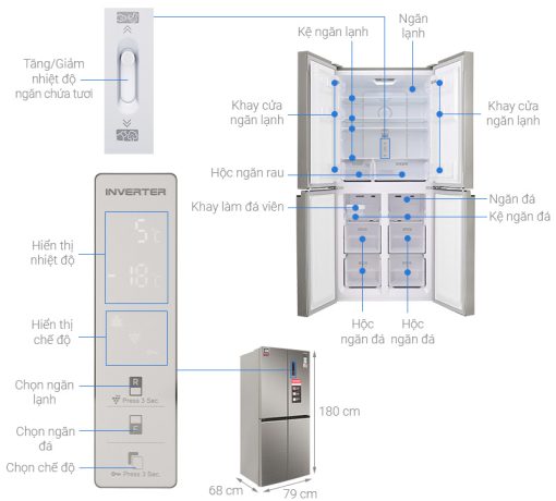 Tủ lạnh Sharp Inverter 401 lít SJ-FXP480VG-CH - 3