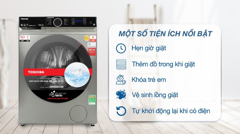 Máy giặt sấy Toshiba TWD-BM115GF4V(SK) 10.5/7kg