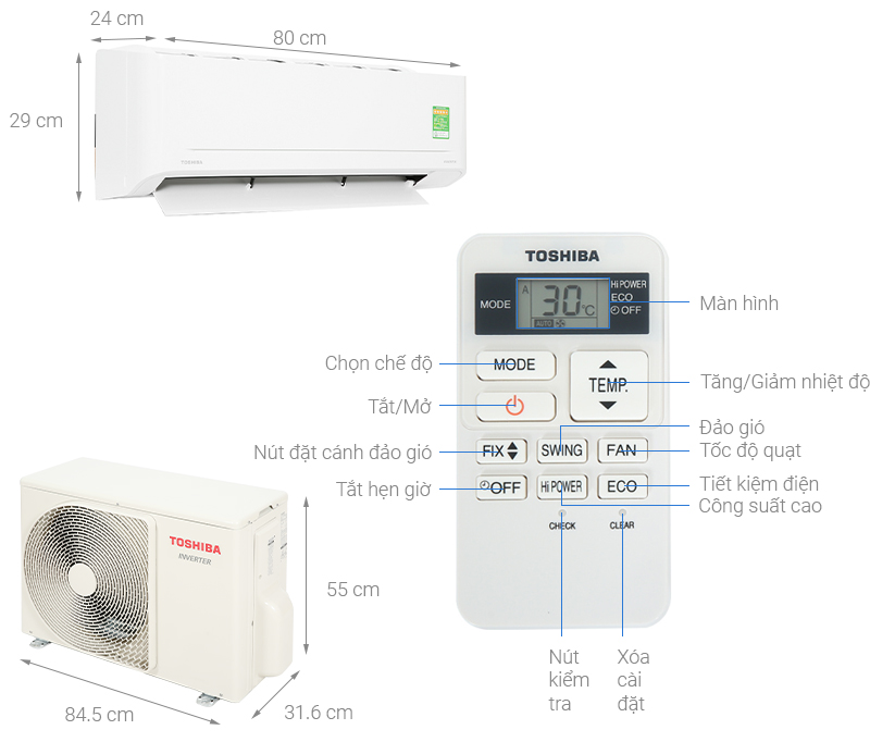 Máy lạnh Toshiba 2 HP Inverter RAS-H18C4KCVG-V