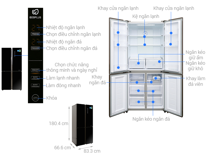 Tủ lạnh Aqua Inverter 456 lít AQR-IG525AM GB