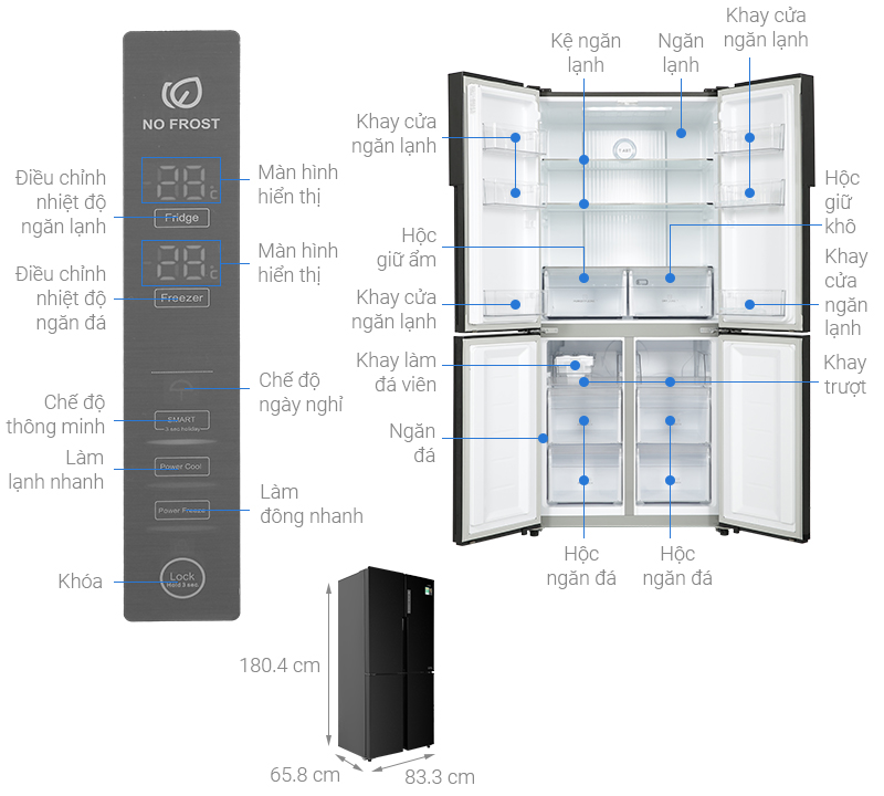 Tủ lạnh Aqua Inverter 456 lít AQR-M525XA(FB)