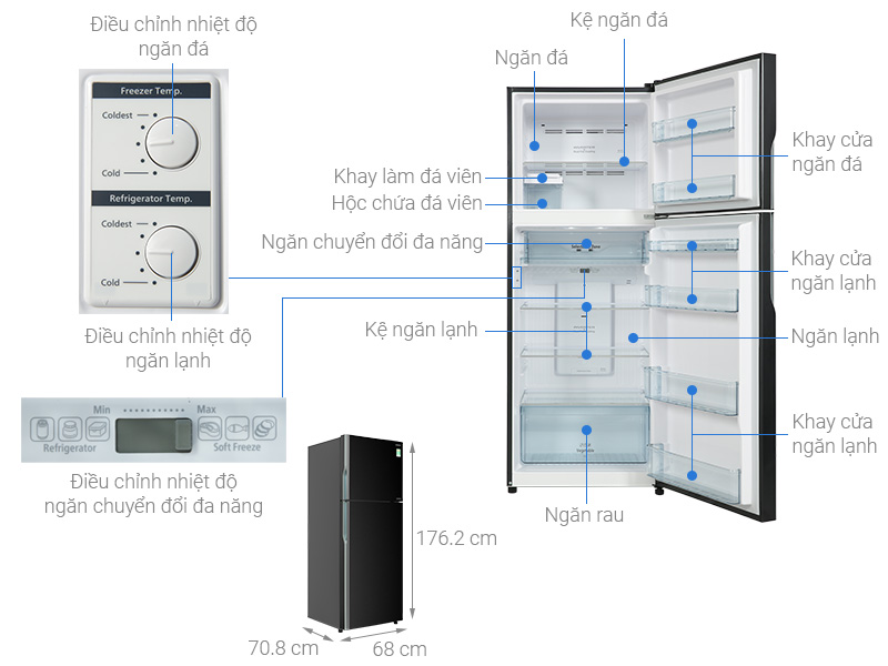 Tủ lạnh Hitachi Inverter 406 lít R-FVX510PGV9-GBK