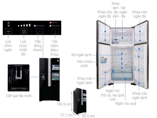 Tủ lạnh Hitachi Inverter 540 lít R-FW690PGV7-GBK - 3