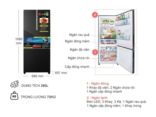 Tủ Lạnh Panasonic Inverter 380 Lít NR-BX421XGKV - 3