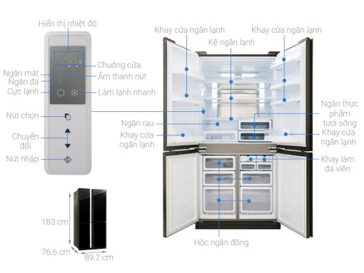 Tủ lạnh Sharp Inverter 678 lít SJ-FX688VG-BK - 3
