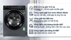 Máy giặt Aqua Inverter 10.5 kg AQD-A1052J BK - 25