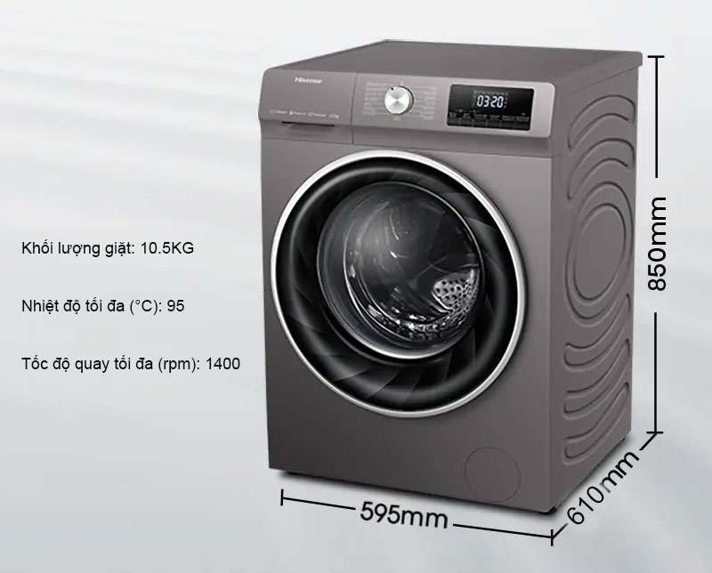Máy giặt Hisense WFQY1114EVJMT Inverter 10.5 kg