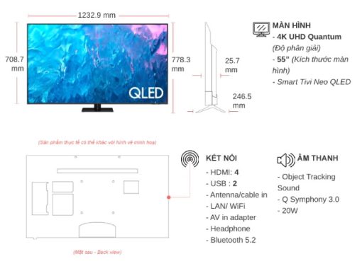 Smart TV QLED Samsung 55 inch 4K UHD 55Q70CA - 3