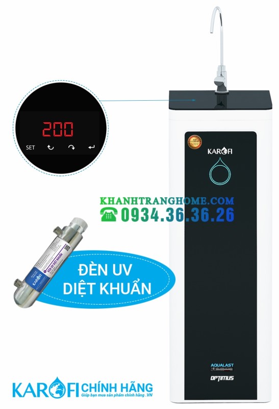 MÁY LỌC NƯỚC KAROFI OPTIMUS I1 8 LÕI LỌC ĐÈN UV O-I128/U