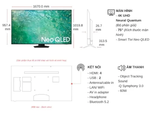 Smart tivi 4K Samsung Neo Qled 75 inch 75QN85CA - 3