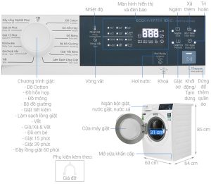 Máy giặt Electrolux Inverter 10 Kg EWF1024D3WB - 19