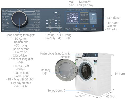 Máy Giặt Sấy Electrolux Inverter 10/7 Kg EWW1024P5WB - 3