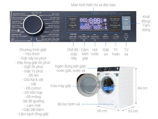 Máy Giặt Sấy Electrolux Inverter 11/7 Kg EWW1142Q7WB - 3