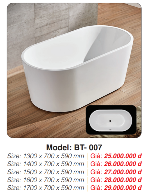 Bồn Tắm Ngâm Đặt Sàn Roland BT-007 - 3