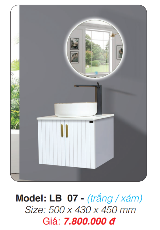 Tủ Lavabo Roland LB 07 (trắng / xám) - 3