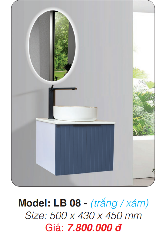 Tủ Lavabo Roland LB 08 (trắng / xám)