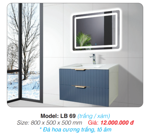 Tủ Lavabo Roland LB 69 (trắng / xám) - 3