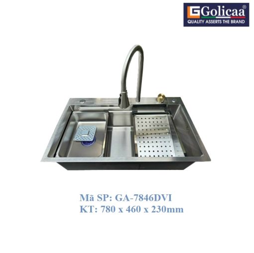CHẬU RỬA CHÉN BÁT 1 HỘC VÒI ÂM GOLICAA GA-7846DVI - 3