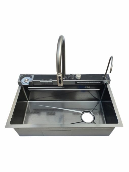 Chậu Inox liền vòi xả thác thông minh 1 hộc GOLICAA GA-7546SV - 1