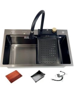 Chậu rửa chén Inox liền vòi xả thác 1 hộc GOLICAA GA-7545DV