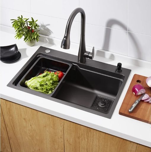 CHẬU RỬA CHÉN BÁT PHỦ NANO ĐEN GOLICAA GA-7846ND - 5