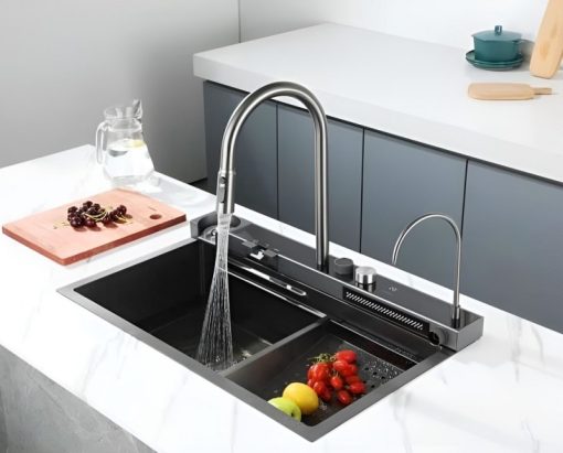 Chậu Inox liền vòi xả thác thông minh 1 hộc GOLICAA GA-7546SV - 5