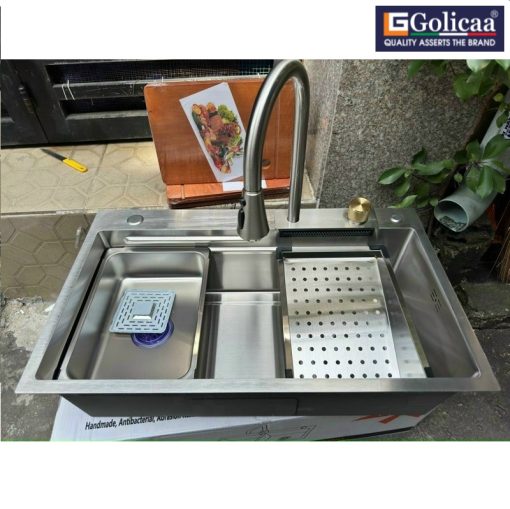 CHẬU RỬA CHÉN BÁT 1 HỘC VÒI ÂM GOLICAA GA-7846DVI - 7