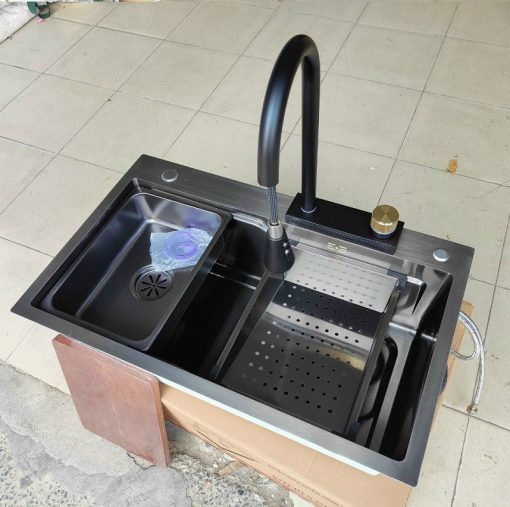 Chậu rửa chén Inox liền vòi xả thác 1 hộc GOLICAA GA-7545DV - 7