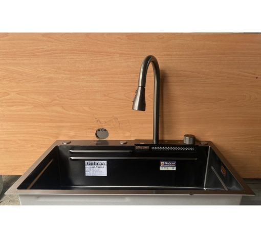 Chậu rửa Inox liền vòi xả thác thông minh 1 hộc GOLICAA GA-7546LV - 3