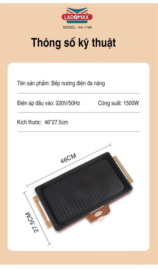 Bếp nướng điện Ladomax HA-1186 - 3