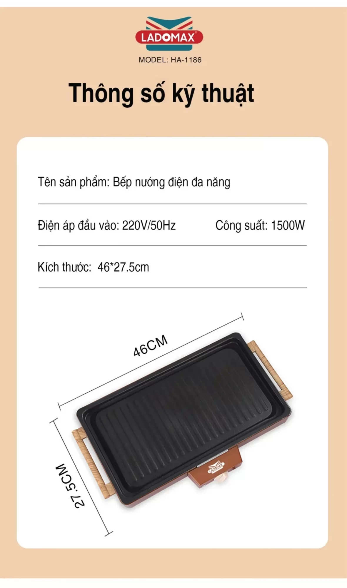 Bếp nướng điện Ladomax HA-1186