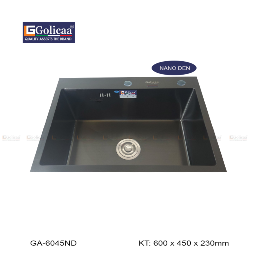 CHẬU RỬA CHÉN BÁT 1 HỘC INOX PHỦ NANO ĐEN GOLICAA GA-6045ND - 7