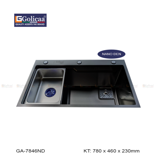 CHẬU RỬA CHÉN BÁT PHỦ NANO ĐEN GOLICAA GA-7846ND - 3