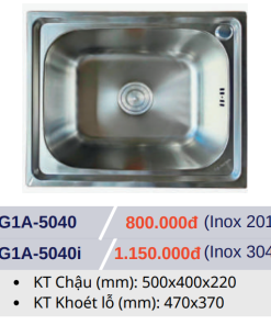 Chậu Rửa Chén Inox 304 GOLICAA G1A-5040I - 10 Chậu Rửa Chén Inox 304 GOLICAA G1A-5040I - 9